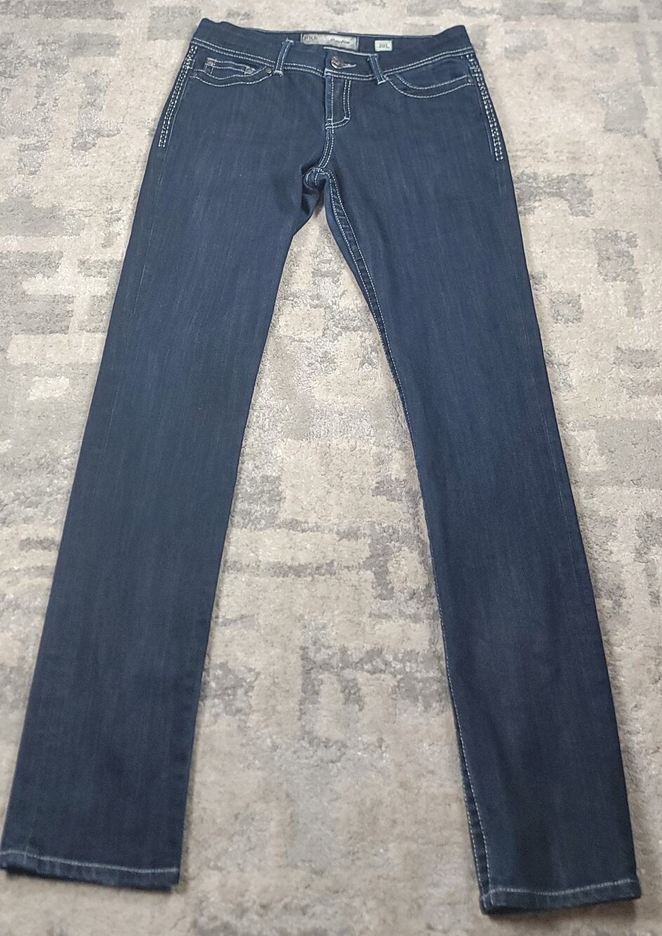 BKE Denim Payton Women's Mid Rise Skinny Rhinestone Blue Jeans Sz 32x32.5